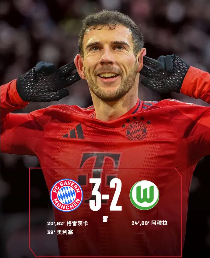 关于拜仁慕尼黑后卫戈雷茨卡建功，助球队轻松晋级的信息